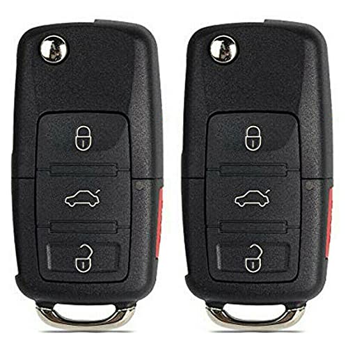 2x New Replacement Key Fob Remote Flip 3 Button Compatible With & Fits For Volkswagen *Read Description*