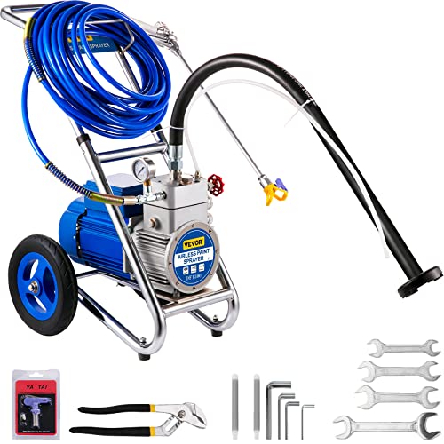 VEVOR Airless Paint Sprayer, 1500W High Efficiency Cart Airless Paint Sprayer, 1GPM 50FT Hose Paint Sprayer,Decreases Overspray by up to 55%, for Home Interior Exterior w/ 621 Tip, 6in Extension Bar