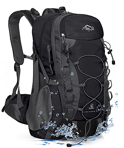 INOXTO lightweight Hiking Backpack 35L/40L Hiking Daypack with Waterproof Rain Cover Camping Backpack for Travel Camping Outdoor for Men and Women (40L Black)