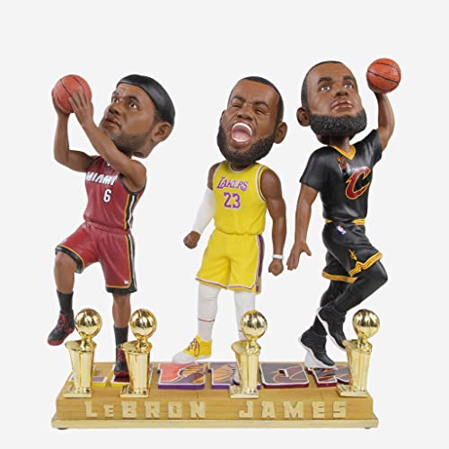 LeBron James Miami Heat Lakers & Cleveland 4X Champion Triple Bobblehead NBA
