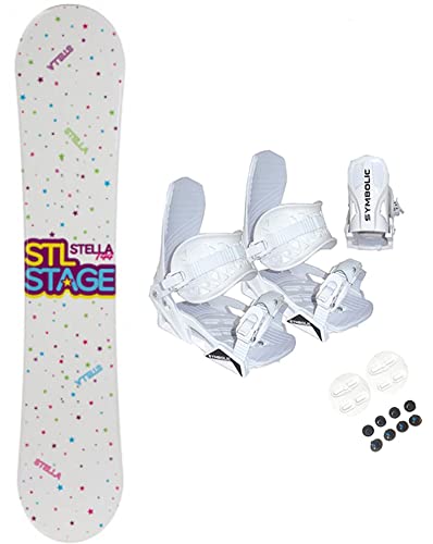 Symbolic 144cm Stella Stage Rocker Snowboard White Bindings Women’s Blem Package (144cm Stage Blem (N120), Bindings White M/L Lady(fit 7.5-9.5))