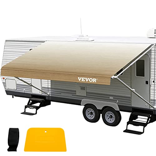 VEVOR RV Awning 15 ft, Awning Replacement Fabric 14’2″, Brown Fade RV Awning Replacement, 15oz Vinyl Material Replacement Awning, Sun Shade and Waterproof Camper Awning Replacement Fabric
