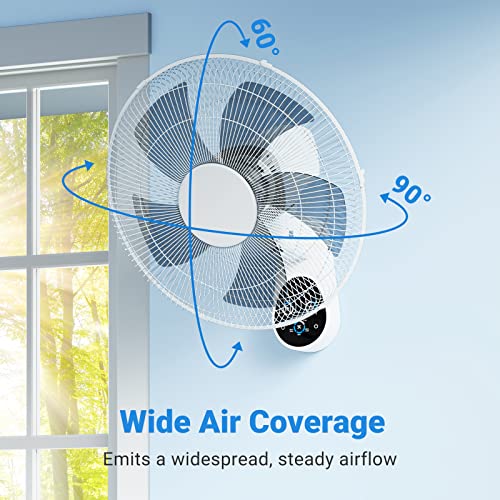 Mirdred Wall Mount Fan, 16 Inch 5 Blades 5 Speeds Wall Fan with Remote Control, 90 Degree 8 Hour Timer Oscillating Fan for Bedroom Home Kitchen Gym Yoga Pilates Studio Glass Sunshine Room | The Storepaperoomates Retail Market - Fast Affordable Shopping