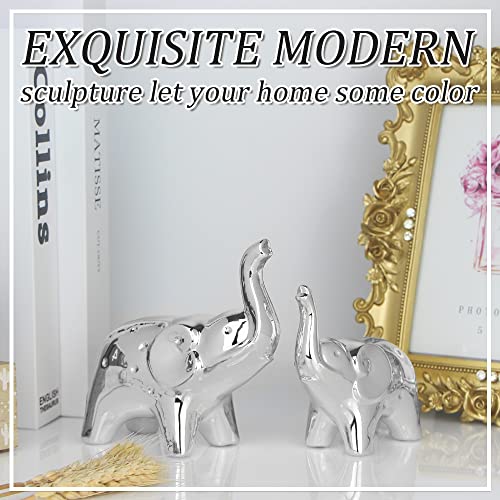 prosfalt A Pair Elephant Statue Home Decor,Modern Style Figurines,Sculpture for ​Office Desktop Bookshelf Living Room (Ceramics Silver) | The Storepaperoomates Retail Market - Fast Affordable Shopping