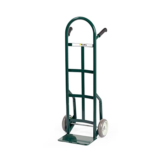 HaulPro Heavy Duty Hand Truck with Double-Grip Handle – Steel Dolly Cart for Moving – 800 Pound Capacity – 8″ – Rubber Wheels – 50″ H x 18.5″ W with 14″ x 9.5″ Nose Plate – Green