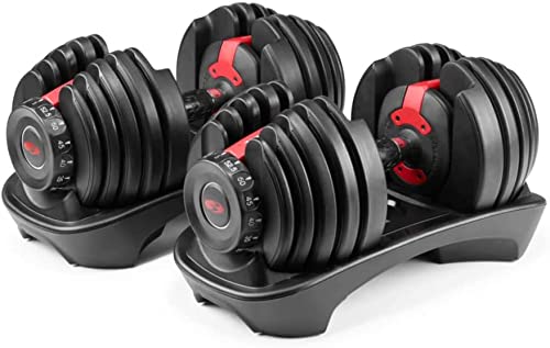 SelectTech 552 Adjustable Dumbbells (Pair), 1 Pack of Black, Red, Grey. Version 2