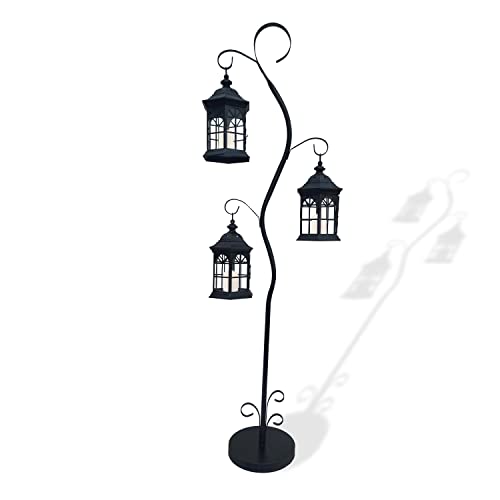 BACKYARD EXPRESSIONS PATIO · HOME · GARDEN 906476-NM Three Tier Steel Lantern Stand/Hanger-71 Inch Height-No Candles Included-Backyard Expressions, Black