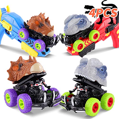 FiGoal 2 Pack Dinosaur Cars with Toy Gun Ejecting Friction Powered Dino Car Transforming Dinosaur Toys Car Gifts for Boys Girls Teacher Classroom Prize | The Storepaperoomates Retail Market - Fast Affordable Shopping