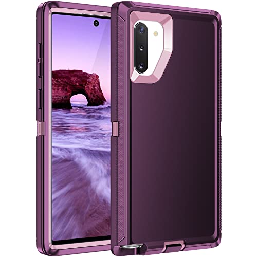 RegSun for Galaxy Note 10 Case,Shockproof 3-Layer Full Body Protection [Without Screen Protector] Rugged Heavy Duty High Impact Hard Cover Case for Samsung Galaxy Note 10,Purple/Pink