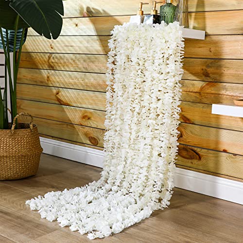 78.7 Ft Wisteria Garland Flower Garlands Faux Wall Flowers Vine Flower Backdrop Flowers Hanging for Wall Arch Garden Home Wedding Decor (Milky White, 12 Packs) | The Storepaperoomates Retail Market - Fast Affordable Shopping