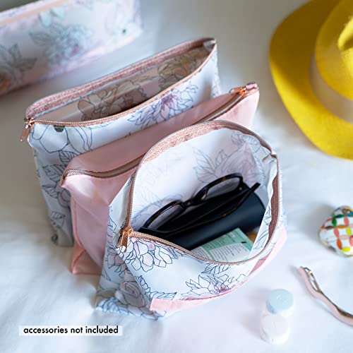 Large Accordion Zipper Pouch – Flora. 3 Pouches. Accordion Style Pouches for Organization w Rose Gold Zipper Closures. Easy to Clean Smooth and Stylish Material by Erin Condren. | The Storepaperoomates Retail Market - Fast Affordable Shopping