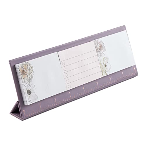 Magnetic Sticky Note Stand – Flora. Includes 3 Pads w 30 Sticky Notes Each. 8″ Ruler Built-in. 8.25″ W x 2/75″ H x 1.25″ D Assembled. Standing Sticky Notes Set by Erin Condren.