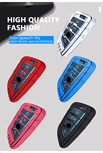 HIBEYO TPU Car Key Fob Cover with Keychain fits for BMW 2 5 6 7 Series X1 X2 X3 X5 X6 M5 M6 Gt3 Gt5 530Li Car Key Case Cover Protector Jacket Smart Remote Car Key Holder Key Shell 4 Button Blue | The Storepaperoomates Retail Market - Fast Affordable Shopping