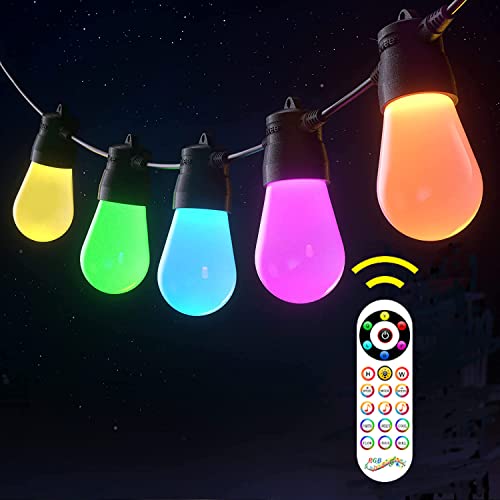 CTSAYXTL LED Outdoor String Lights with Bluetooth Remote, RGBW Patio Smart Multi-Color Lights for Water Proof Garden Holiday Indoor Wedding Home Decorating Christmas Wedding Holiday
