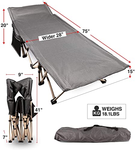 REDCAMP Folding Camping Cots with Cot Pads for Adults 500lbs, Double Layer Oxford Strong Heavy Duty Wide Sleeping Cots for Camp Office Use, Portable with Carry Bag, Grey | The Storepaperoomates Retail Market - Fast Affordable Shopping