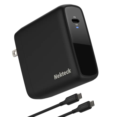 Nekteck 100W USB C Charger [GaN Tech & USB-IF Certified], PD 3.0 Adapter with Foldable Plug, Fast Wall Charger Compatible with MacBook Air/Pro, iPad Air/Pro, iPhone and More (Support MagSafe 3).
