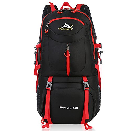 Hiking Backpack 40L 50L 60L Waterproof Lightweight Hiking Daypack Trekking Camping Outdoor Sport Travel Backpacks (Black, 60L)