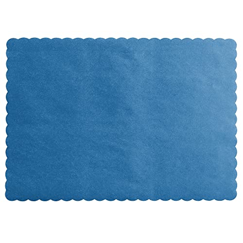 Scarsdale Supplies 10 x 14 Paper Placemats with Scalloped Edges | Disposable Converting Dining Table | Decorative, Personalized, Creative, Plain, Stylish (Navy Blue 50)