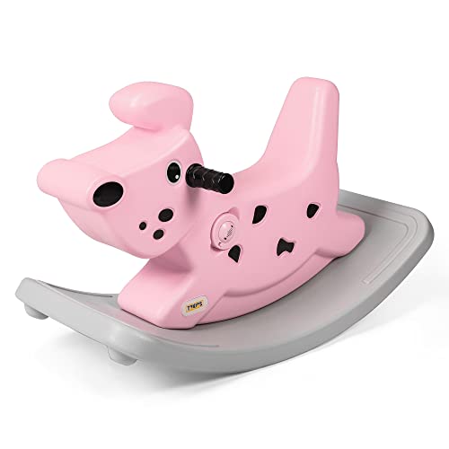 Kids Rocking Horse, Ride-On Toy for Kids Ages 1-3 Years Old, with Music & Stickers Easy Set UP Horse Rocker for Indoor Outdoor Boys Girls Rocking Toy for Birthday Pink