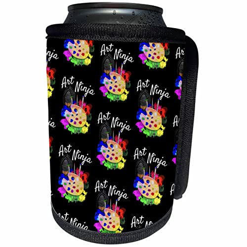 3dRose Funny Art Ninja with art palette and brushes pattern. – Can Cooler Bottle Wrap (cc_351522_1)