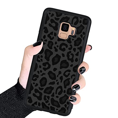 KANGHAR Case Compatible with Galaxy S9,Black Leopard Design,Tire Texture Non-Slip +Shockproof Rugged TPU Protective Case for Samsung Galaxy S9-Leopard Pattern