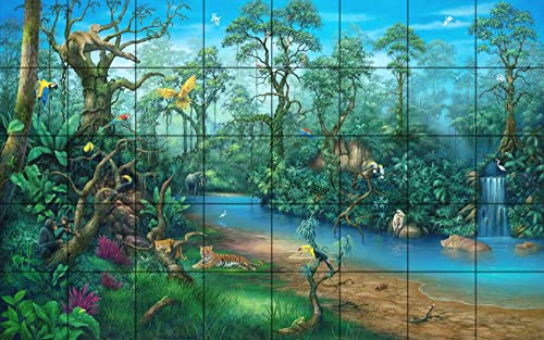 Tile Mural Kitchen Backsplash – Rainforest – by David Miller