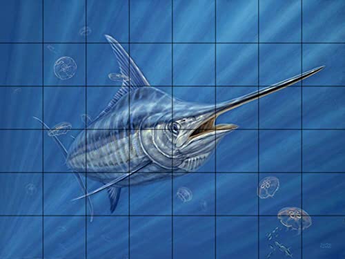 Tile Mural Bathroom Backsplash – Out of The Blue-DR – by Don Ray