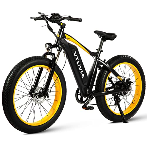 vtuvia Electric Bike for Adults, 26″ 4.0 Fat Tire Ebikes, 48V 13Ah Removable Lithium-Ion Battery Waterproof City Bicycle Electric 7 Speeds Gear, Hunting e-Bike