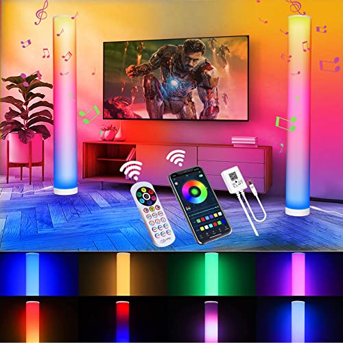 KINGLEAD 2 Pack RGB Floor Lamp with Smart APP&Remote Control Music Sync 16 Million DIY Colors Changing Corner Lamp Dimmable LED Floor Light Modern Floor Lamp Bedroom Living Room Decor Christmas Gift