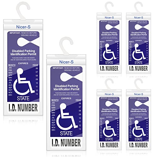 6 Pieces Handicap Parking Placard Holder Transparent PVC Disabled Parking Permit Placard Protectors 11.8 x 5 Inch Handicap Card Holder Placard Protective Holder Cover with Large Hanger (6 Pieces)