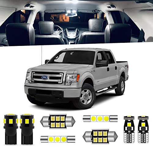 ENDPAGE 9-Pieces F150 Interior LED Light Kit for Ford F-150 2009 2010 2011 2012 2013 2014 White 6000K Interior LED Lighting Package + Cargo Lights, License Plate Lights, Install Tool