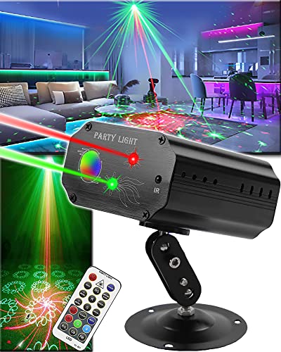 Party Lights DJ Disco, Laser Stage Lights, Remote Control Laser LED Strobe Lights with Sound Activated Carnival Lights, Portable Projector for Karaoke Home Party Bar Birthday Wedding Club Christmas