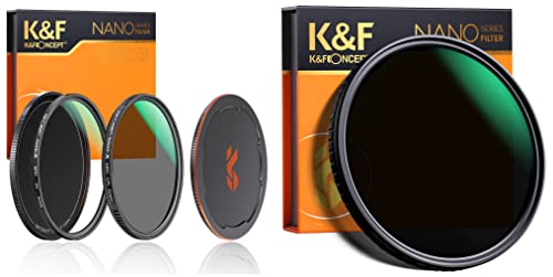 K&F Concept 52mm ND/UV/CPL Filter Kit (3 Pcs) Variable ND2-ND32 Lens Filter/Circular Polarizer/UV Protection Filter Kit for Camera Lens
