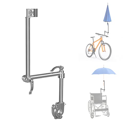 Mobility Scooter Umbrella Holder – Universal Stainless Steel Foldable Mount Stand for Bicycle Wheelchair Stroller Cart (B)
