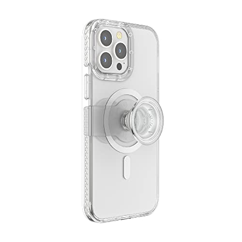 PopSockets: iPhone 13 Pro Max Case for MagSafe with Phone Grip and Slide, Wireless Charging Compatible – Clear
