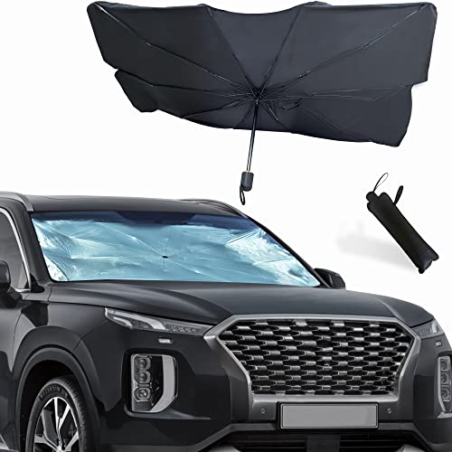 EcoNour Umbrella Sunshade for Car | Reflects UV Rays and Protects Dashboard from Sun | Heat Insulation Protection for Car Windshield | Foldable Automotive Windshield Sunshade (58×32 Inches)