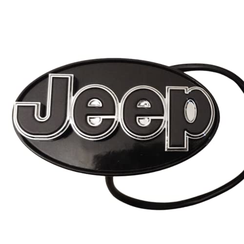 Autogem Compatible/Replacement for LED Light Hitch Receiver Covers Officially Licensed Jeep Hitch Cover (Black/Chrome)