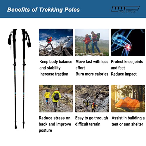 Tree Circle Aluminum 7075 Trekking Poles – 2pcs Pack Collapsible & Ultralight Folding Walking Sticks with Quick Flip Lock, Long EVA Foam Handle for Hiking, Backpacking, Mountaineering | The Storepaperoomates Retail Market - Fast Affordable Shopping