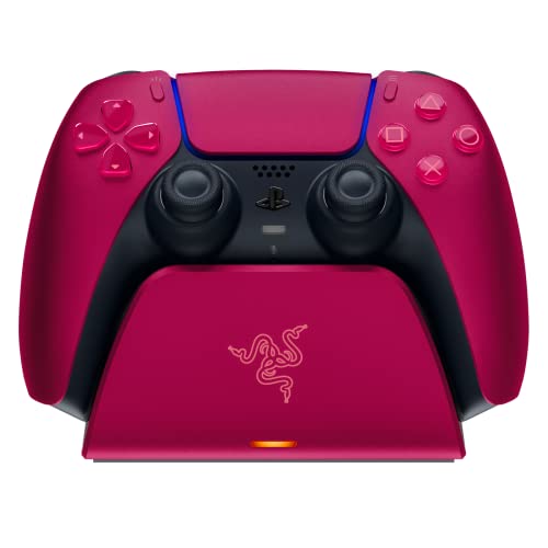 Razer Quick Charging Stand for PlayStation 5: Quick Charge – Curved Cradle Design – Matches PS5 DualSense Wireless Controller – One-Handed Navigation – USB Powered – Red (Controller Sold Separately)