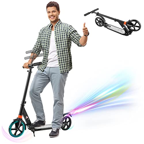 A Kick Scooter for Adults/Teens 3 Seconds Easy-Folding 3 Level Height Adjustable 220lb Scooter with 8 inches Big Wheels Aluminum Alloy, Lightweight, and Adjustable Handlebars,with Disc Brake