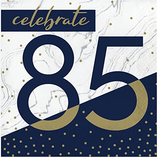 Navy and Gold 85th Birthday Napkins, 48 ct