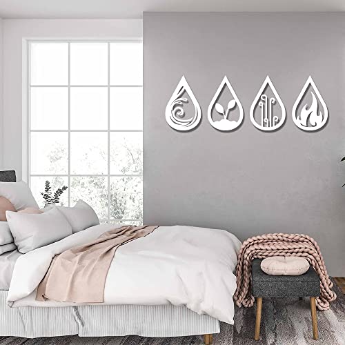 UTF4C Four Elements of Nature Symbol Metal Wall Art, Fire Earth Water Air, Geometric Four Elements Hanging Wall Decorations for Living Room Bedroom, Housewarming Gift, Black/White/Rose Gold, 24 Inch | The Storepaperoomates Retail Market - Fast Affordable Shopping