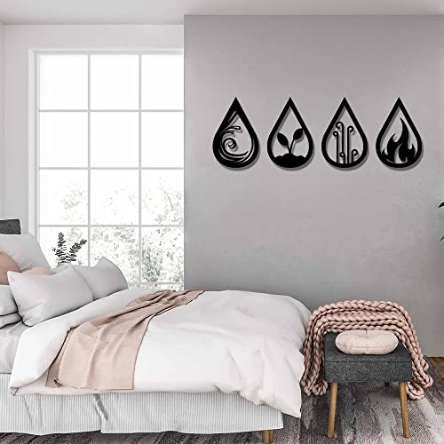 UTF4C Four Elements of Nature Symbol Metal Wall Art, Fire Earth Water Air, Geometric Four Elements Hanging Wall Decorations for Living Room Bedroom, Housewarming Gift, Black/White/Rose Gold, 24 Inch | The Storepaperoomates Retail Market - Fast Affordable Shopping