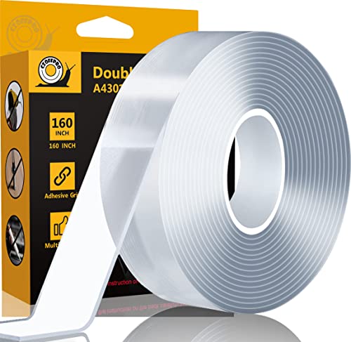 CZoffpro Double Sided Tape Heavy Duty Mounting Tape for Walls, Removable Adhesive Tape, Strong Sticky Strips Carpet Tape Poster Tape Wall Tape, Transpartent Two Side Tape – 13.33FT
