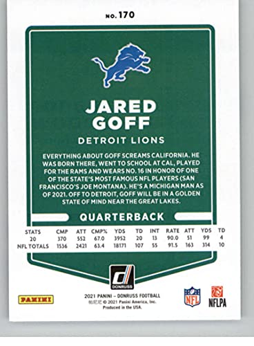 2021 Donruss #170 Jared Goff Detroit Lions NFL Football Card NM-MT | The Storepaperoomates Retail Market - Fast Affordable Shopping