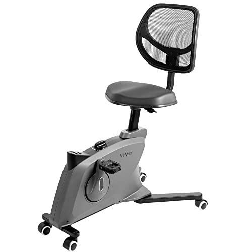 VIVO Mobile Desk Bike Chair with Back Support, Cycling Workstation for Home and Office, Height Adjustable Exercise Bike with Wheels, Black, CHAIR-BIKE1B