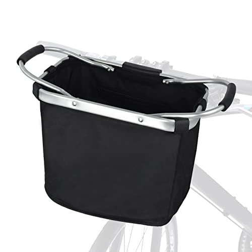KOVOSCH Detachable Bike Basket, Folding Handlebar Basket, Easy Install Quick Release Bicycle Basket for Pet, Shopping, Commuter, Camping and Outdoor