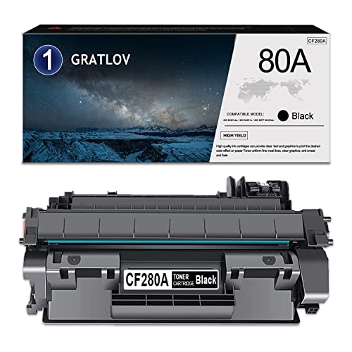 (1 Pack, Black) 80A | CF280A Compatible 80A Toner Cartridge Replacement for HP Pro 400 M401dne M401dw M401n M425dn M401dn Printer.