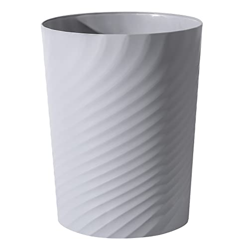 UUJOLY Plastic Small Trash Can Wastebasket, Garbage Container Basket for Bathrooms, Laundry Room, Kitchens, Offices, Kids Rooms, Dorms, (Grey, 1.8 Gallon)