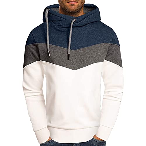 ZDFER Cowl Neck Hoodies for Men, Color Block Long Sleeve Sweatshirts Casual Sports Hooded Sweater Winter Athletic Coats Mens Christmas Shirts Golf Shirts Ping Golf Shirts for Men Polo Shirts for Men